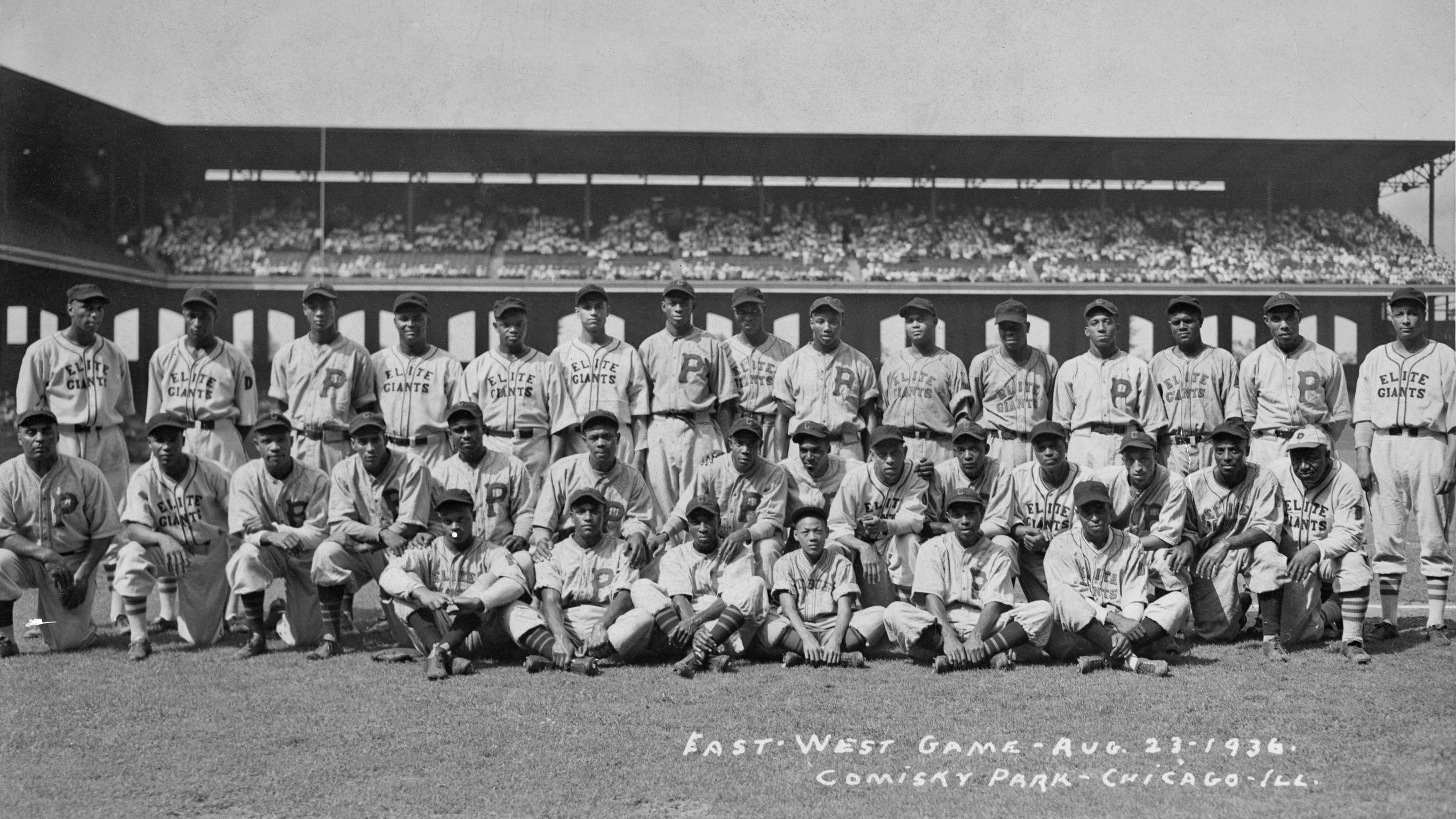 The 1936 East-West All-Star Game at Comiskey Park, featuring Josh Gibson, Satchel Paige, and Cool Papa Bell